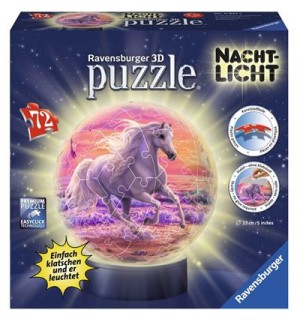 Ravensburger Puzzle - 3D Puzzles - Pferde am Strand, Nachtlicht, 72 Teile