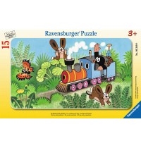 Ravensburger Puzzle - Rahmenpuzzle - Der Maulwurf als Lokführer, 15 Teile