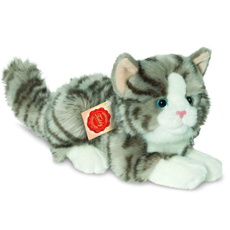 Teddy-Hermann - Katze liegend grau, 20 cm