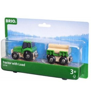 BRIO - Bahn - Traktor mit Holz-Anhänger