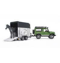 BRUDER - Land Rover Defender Station Wagon mit Pferdeanhänger und 1 Pferd