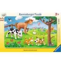Ravensburger Puzzle - Rahmenpuzzle - Knuffige Tierfreunde, 15 Teile