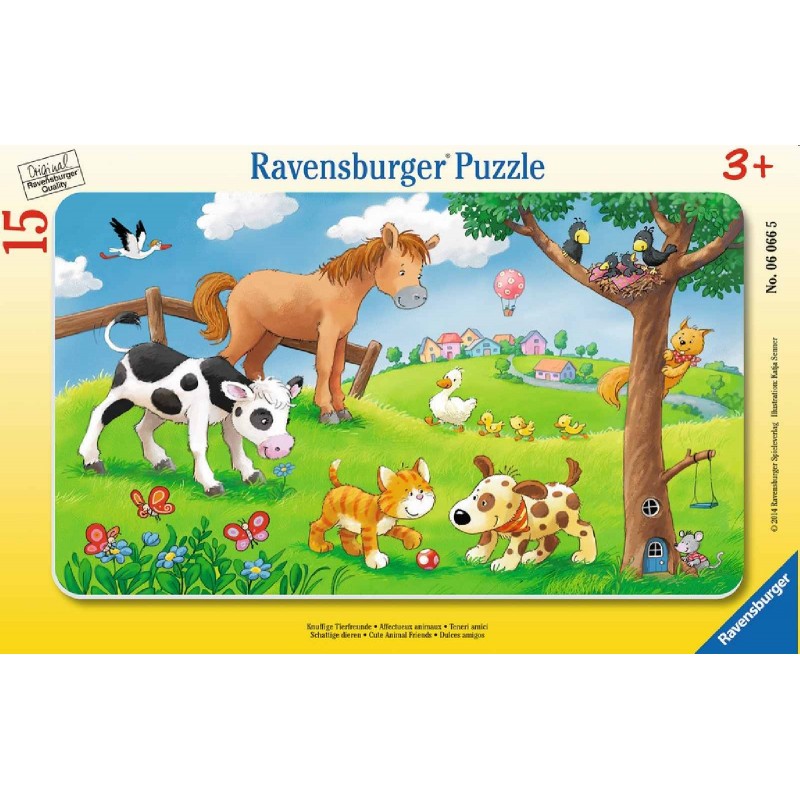 Ravensburger Puzzle - Rahmenpuzzle - Knuffige Tierfreunde, 15 Teile