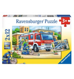 Ravensburger Puzzle - Polizei und Feuerwehr, 2x12 Teile