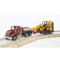 BRUDER - MACK Granite LKW mit Tieflader und JCB 4CX Baggerlader