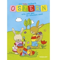 Tessloff - Mein kleines Malbuch - Ostern - Grün, gelb, pink - der Osterhase winkt
