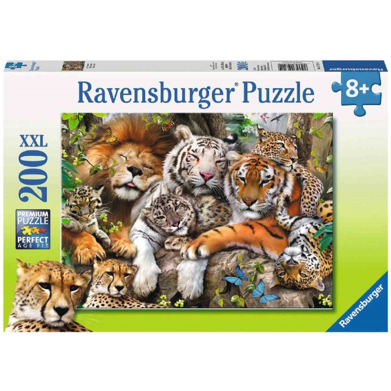 Ravensburger Puzzle - Schmusende Raubkatzen, 200 XXL-Teile