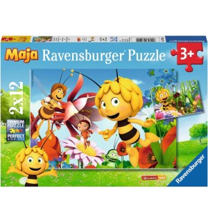 Ravensburger Puzzle - Biene Maja auf der Blumenwiese, 2x12 Teile