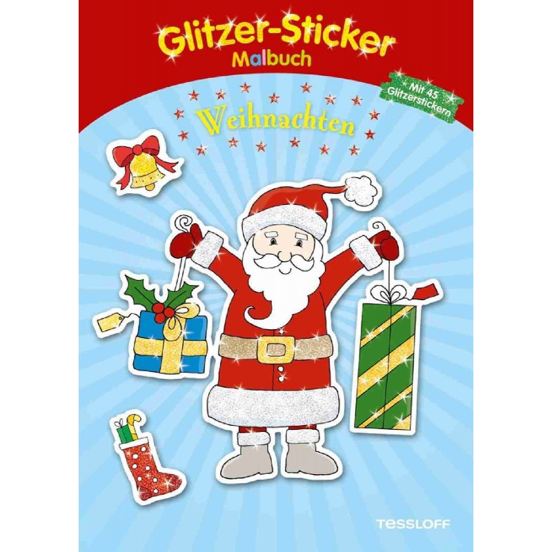 Tessloff - Malen, Rätseln & mehr - Glitzer-Sticker Malbuch Weihnachten