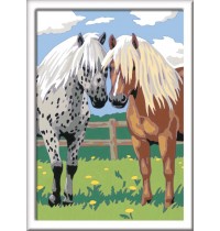 Ravensburger Spiel - Malen nach Zahlen mit farbigen Motivlinien - Glückliche Pferde