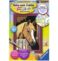 Ravensburger Spiel - Malen nach Zahlen mit farbigen Motivlinien - Pferd im Stall