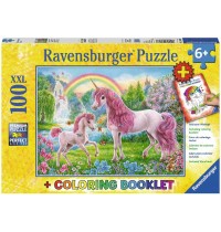 Ravensburger Puzzle - Magische Einhörner XXL plus Coloring Booklet, 100 Teile