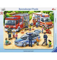 Ravensburger Puzzle - Rahmenpuzzle - Feuerwehr & Krankenwagen, 30 Teile