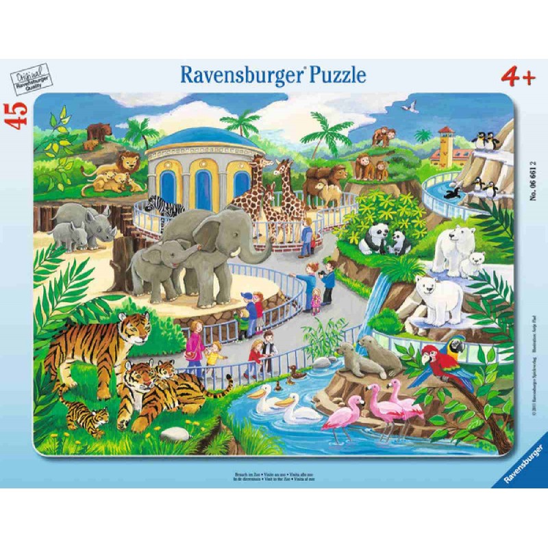 Ravensburger Puzzle - Rahmenpuzzle - Besuch im Zoo, 45 Teile