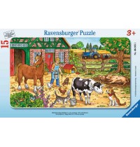 Ravensburger Puzzle - Rahmenpuzzle - Glückliches Bauernhofleben, 15 Teile