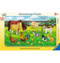 Ravensburger Puzzle - Rahmenpuzzle - Bauernhoftiere auf der Wiese, 15 Teile