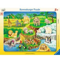 Ravensburger Puzzle - Rahmenpuzzle - Zoobesuch, 14 Teile