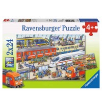 Ravensburger Puzzle - Trubel am Bahnhof, 2x24 Teile