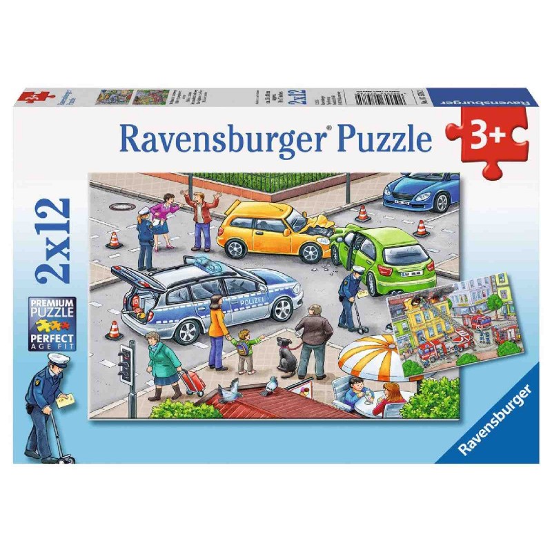 Ravensburger Puzzle - Mit Blaulicht unterwegs, 2 x 12 Teile