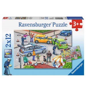 Ravensburger Puzzle - Mit Blaulicht unterwegs, 2 x 12 Teile