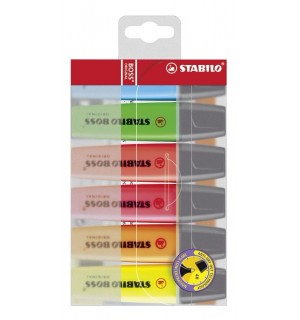 STABILO BOSS 6er Etui Leuchtm Textmarker - STABILO BOSS ORIGINAL - 6er Pack - mit 6 verschiedenen Farben