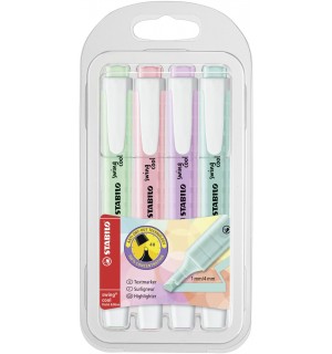 STABILO swing cool pastel 4er Textmarker - STABILO swing cool Pastel Edition - 4er Pack - Hauch von Minzgrün, rosiges Rouge, Sch