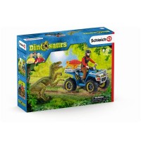 Schleich - Dinosaurs - Flucht auf Quad vor Velociraptor