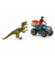 Schleich - Dinosaurs - Flucht auf Quad vor Velociraptor