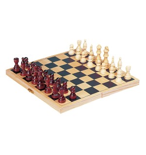 Schachspiel in Holzklappkasse