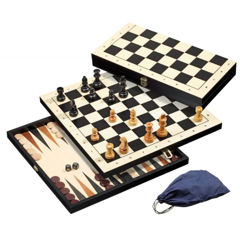 Schach-Backgammon-Dame-Set