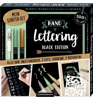 Coppenrath Verlag - 100% selbst gemacht - Mein Handlettering Starter-Set Black Edition