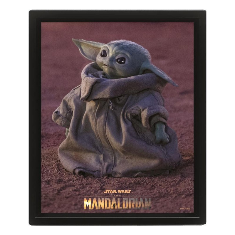 SW Mandalorian Poster 3D Star Wars: The Mandalorian 3D-Effekt Poster Pack im Rahmen Grogu 26 x 20 cm