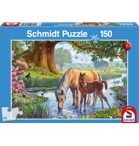 Schmidt Spiele - Puzzle - Pferde am Bach, 150 Teile