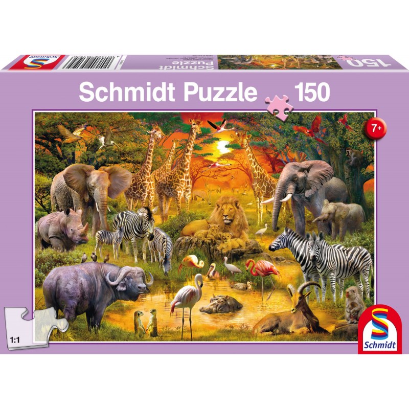 Schmidt Spiele - Puzzle - Tiere in Afrika, 150 Teile