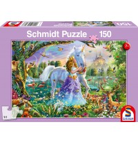 Schmidt Spiele - Puzzle - Prinzessin mit Einhorn und Schloss