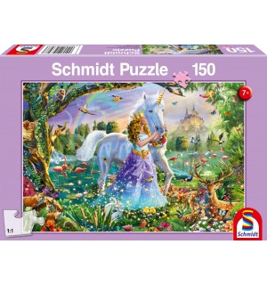 Schmidt Spiele - Puzzle - Prinzessin mit Einhorn und Schloss