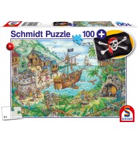 Schmidt Spiele - Puzzle - In der Piratenbucht,  mit add on (Piratenflagge), 100 Teile