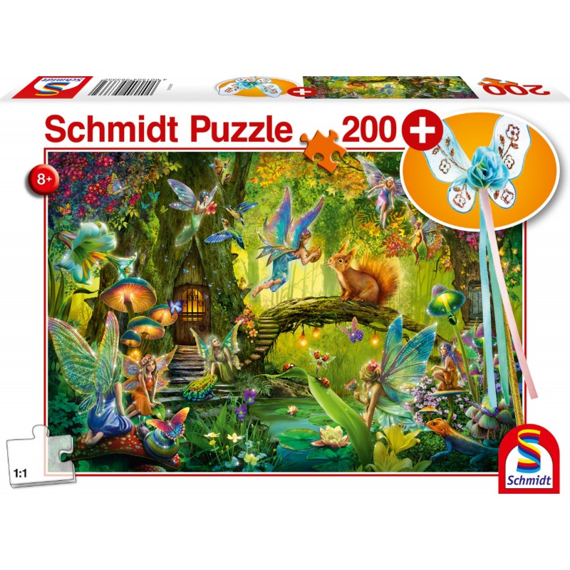 Schmidt Spiele - Puzzle - Feen im Wald,  mit add on (Feenstab), 200 Teile