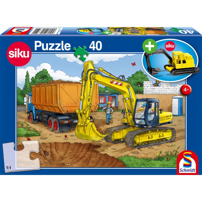 Schmidt Spiele - Puzzle - Bagger, 40 Teile, mit add on Bagger