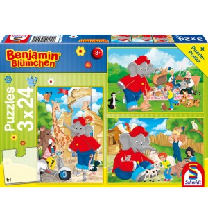 Schmidt Spiele - Benjamin Blümchen - Im Zoo, 3x24 Teile