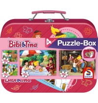 Schmidt Spiele - Puzzle - Bibi & Tina Puzzle-Box - im Metallkoffer, 2 x 60 Teile , 2 x 100 Teile