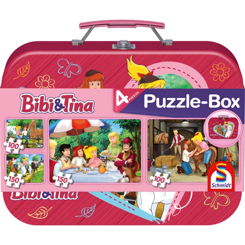 Schmidt Spiele - Puzzle - Bibi & Tina Puzzle-Box - im Metallkoffer, 2 x 60 Teile , 2 x 100 Teile