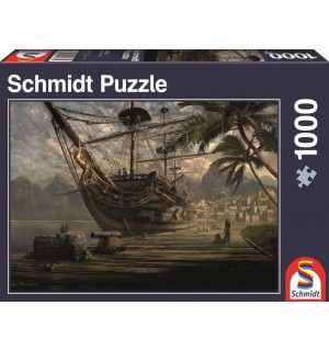 Schmidt Spiele - Puzzle - Schiff vor Anker, 1000 Teile