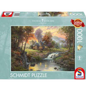 Schmidt Spiele - Puzzle - Thomas Kinkade - Holzhaus am Bach, 1000 Teile