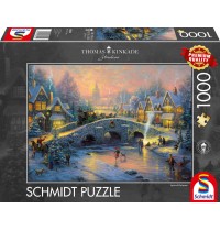 Schmidt Spiele - Puzzle - Thomas Kinkade - Winterliches Dorf, 1000 Teile