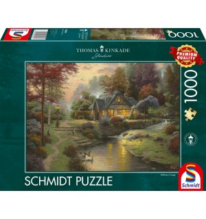Schmidt Spiele 58464 Puzzle Thomas Kinkade Friedliche Abendstimmung 1000 Teile 