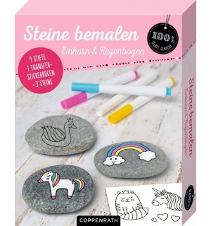 Steine bemalen - Einhorn & Regenbogen (100% s.g.)