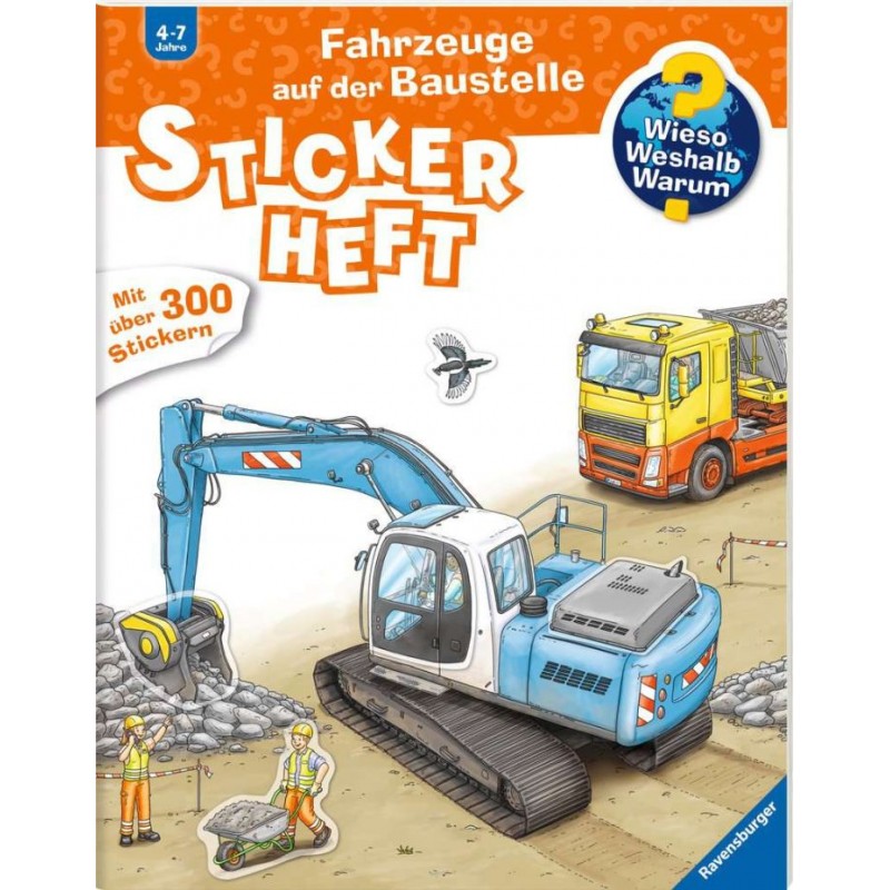 Ravensburger - Wieso? Weshalb? Warum? Stickerheft: Fahrzeuge auf der Baustelle