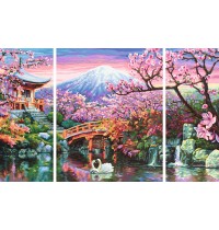 Schipper Malen-nach-Zahlen - Meisterklasse Triptychon - Kirschblüte in Japan