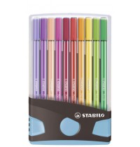 Premium-Filzstift - STABILO Pen 68 Colorparade - 20er Tischset in anthrazit/hellblau - mit 20 versch